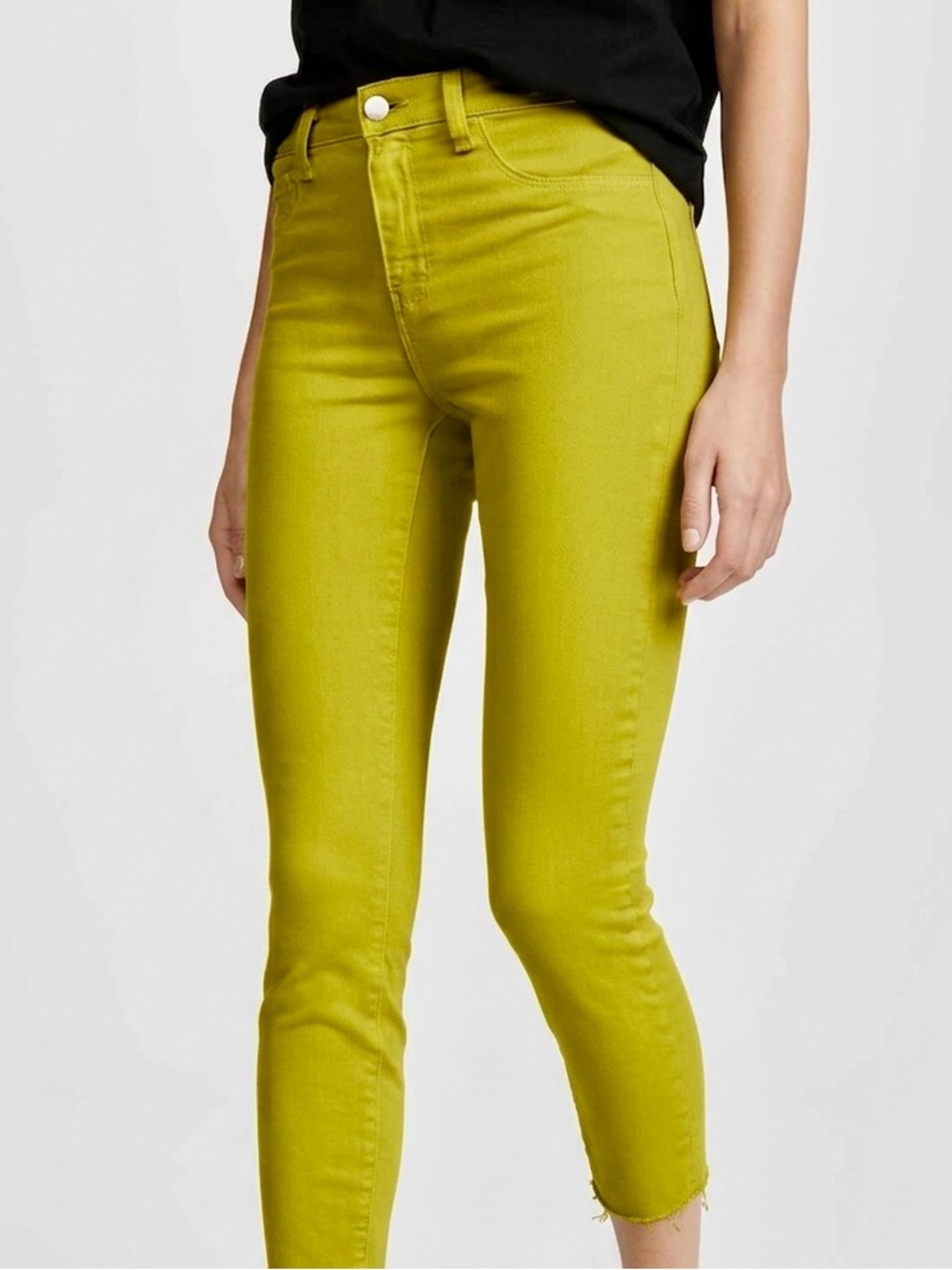 Kut from the Kloth| Chartreuse Denim Cropped Ankle Mid-Rise Skinny Jeans Sz 8